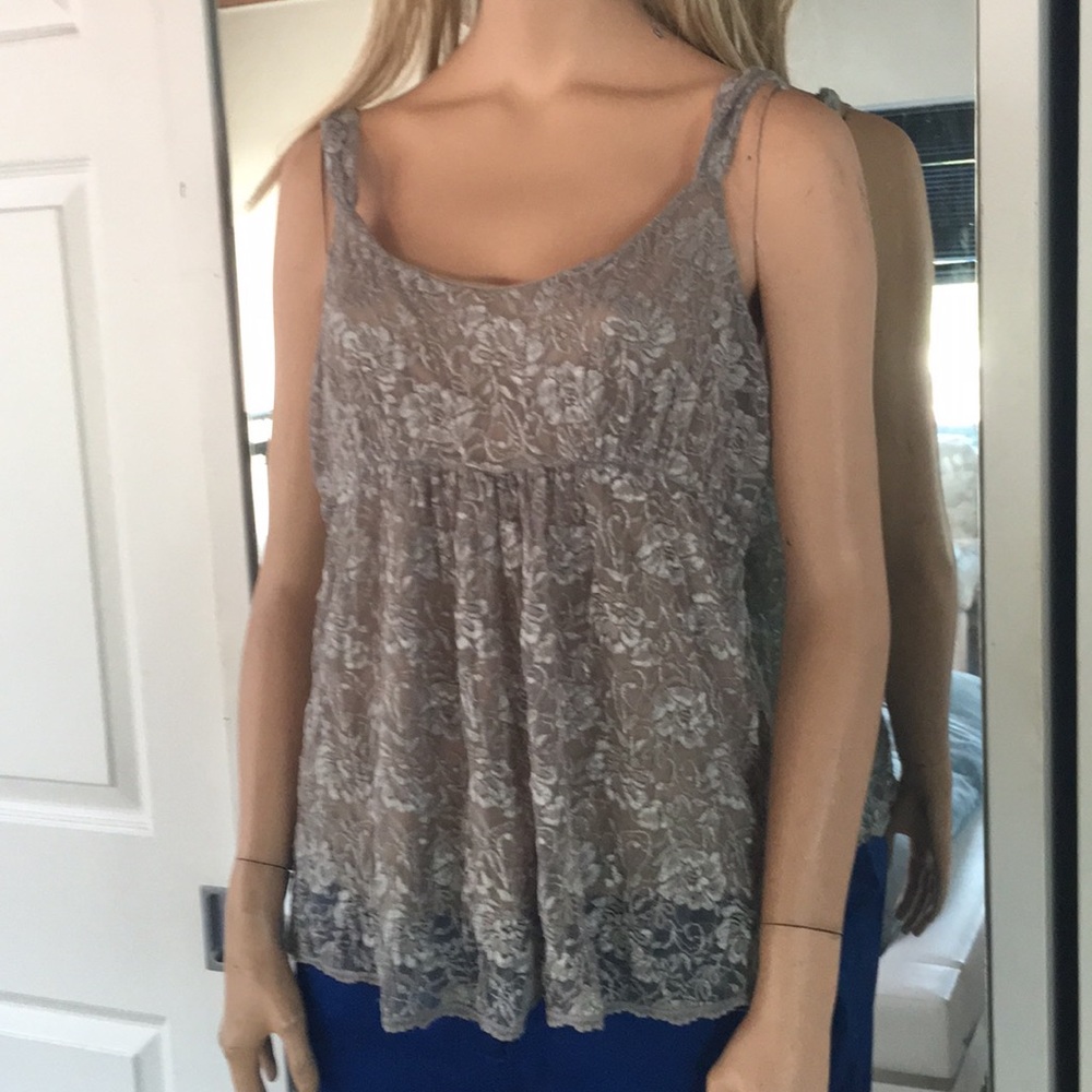 New York & Company Seafoam Green Lace Overlay Camisole